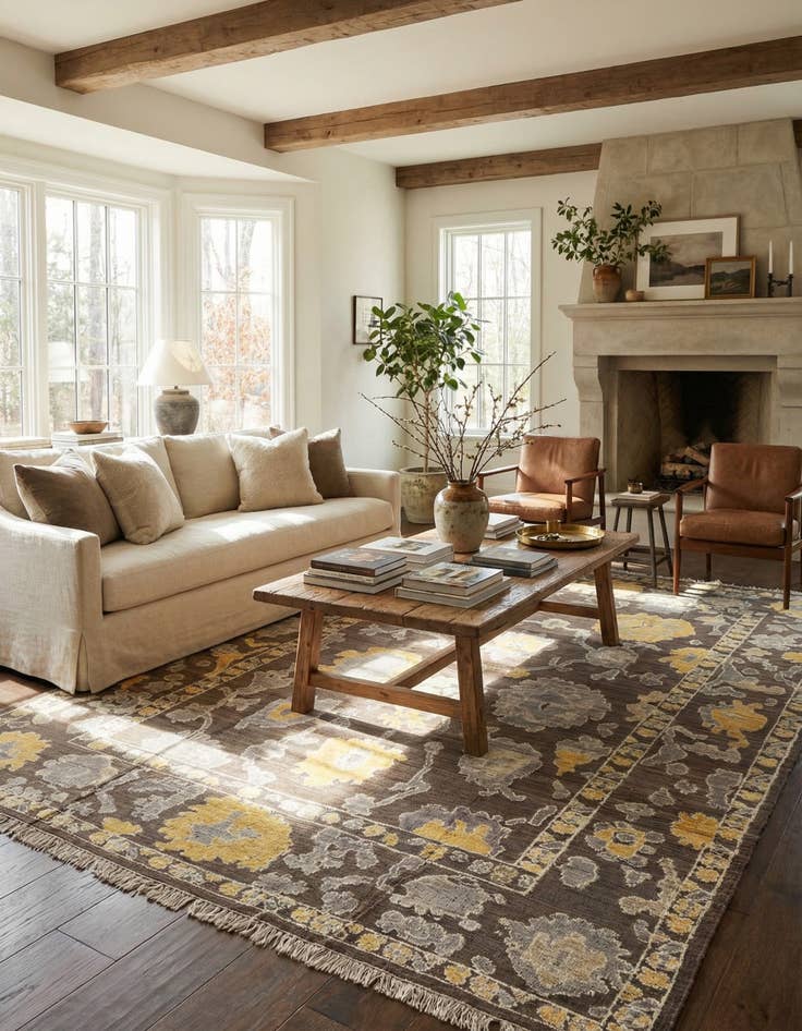 Detail image of 9' 8 x 14' 3 Hand Knotted Oushak Wool Rug
