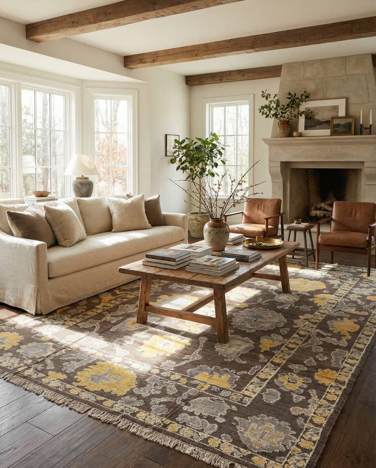 Detail image of 9' 8 x 14' 3 Hand Knotted Oushak Wool Rug