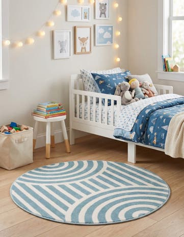 Sky blue Whimsy Kids Round Rug