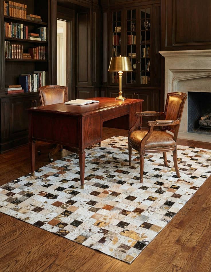 Detail image of 5' 1 x 8' Cowhide Stocks Rug