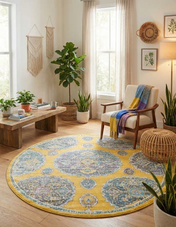 Yellow Paragon Round Rug