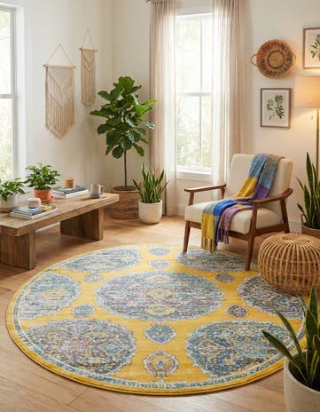 Yellow Paragon Round Rug