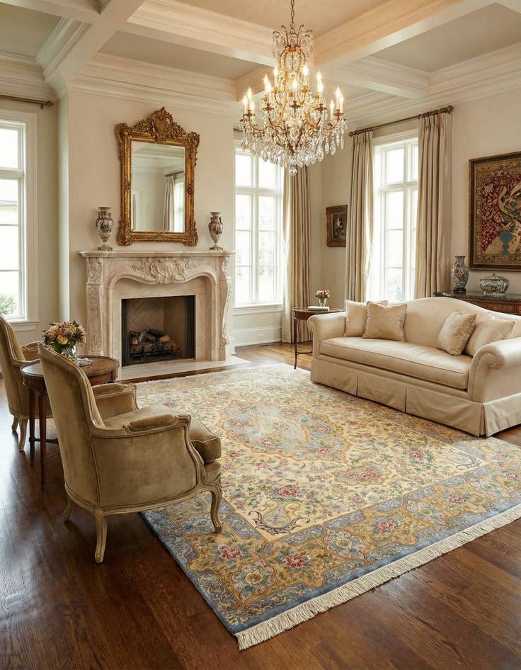 Detail image of  6' 8 x 8' 5 Ghom Silk Rug