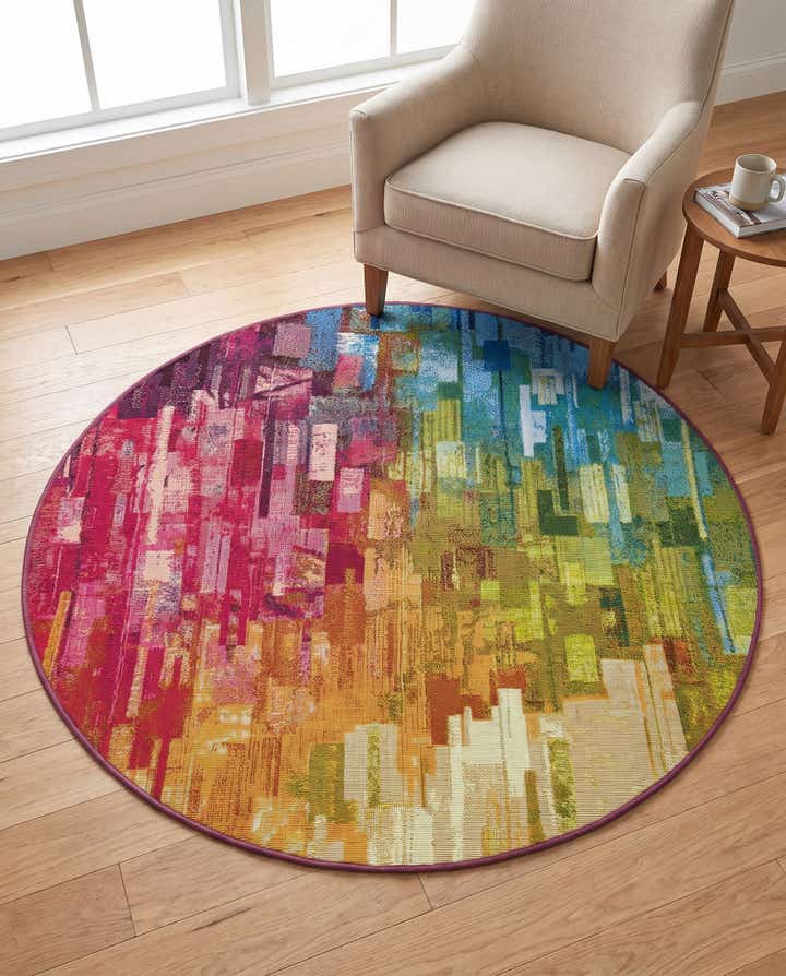 4' x 4' Easy-Clean Modern Indoor / Outdoor Round Rug