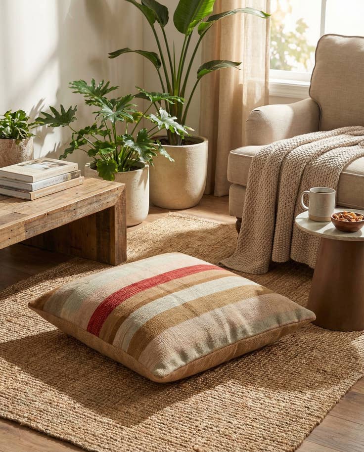 Detail image of 2' 5 x 2' 5 Hand Woven Pillow Wool Round Rug