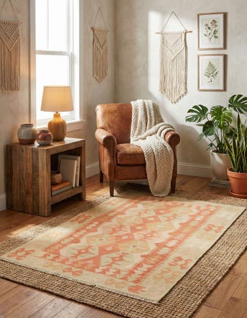 3' 3 x 5' Hand Woven Kilim Waziri Wool Rug