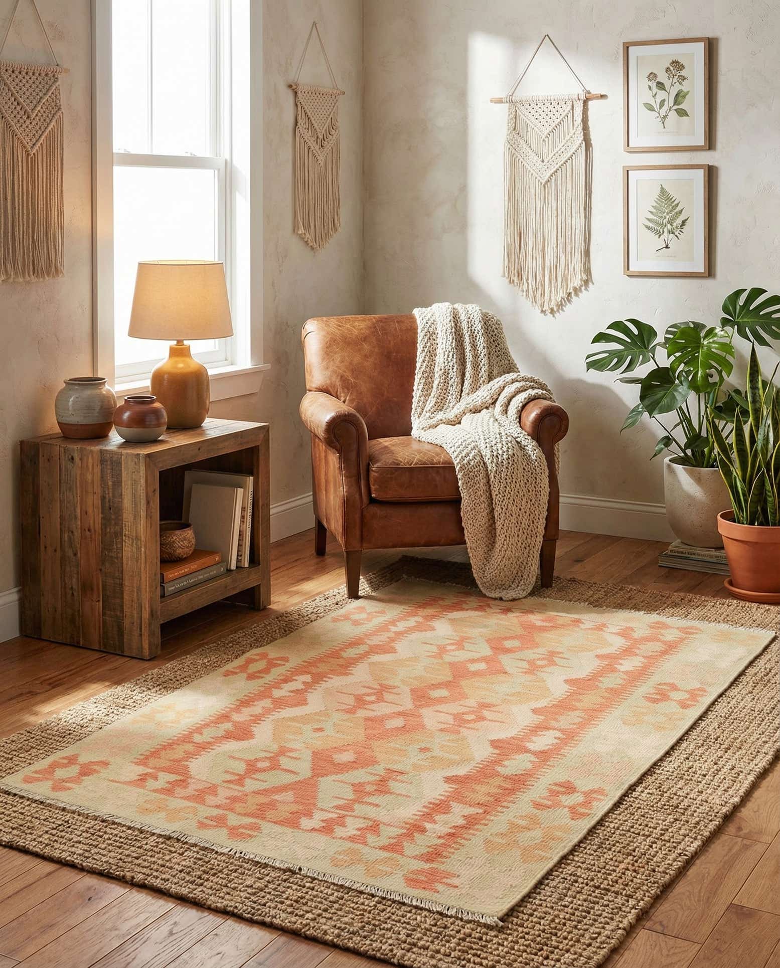 3' 3 x 5' Hand Woven Kilim Waziri Wool Rug