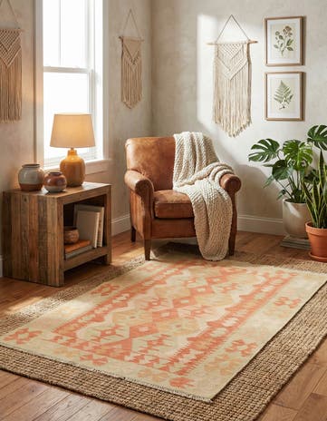 3' 3 x 5' Hand Woven Kilim Waziri Wool Rug