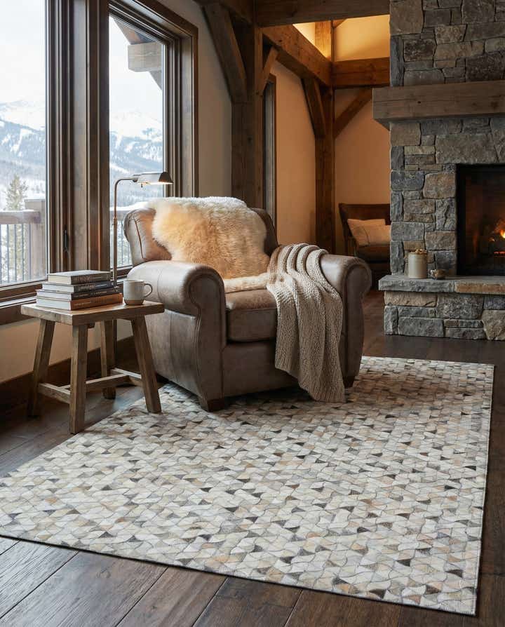 5' 2 x 8' Cowhide Leather Rug