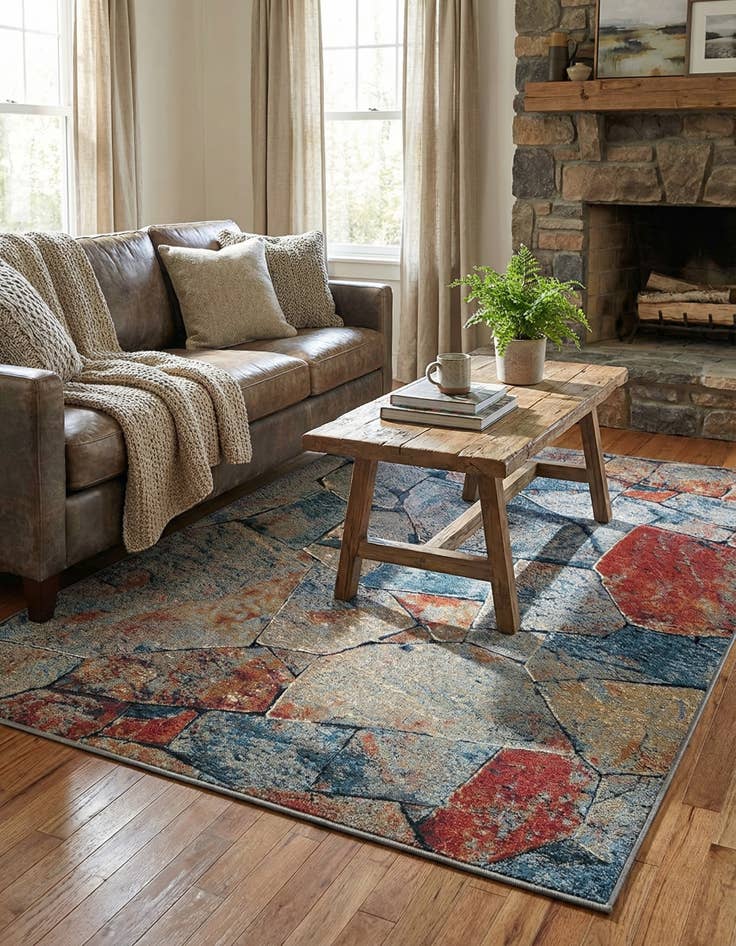 Detail image of 5' x 8'  Washable Modern Indoor / Outdoor Rug