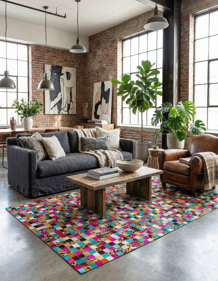 Detail image of  5' x 8' Cowhide Leather Rug