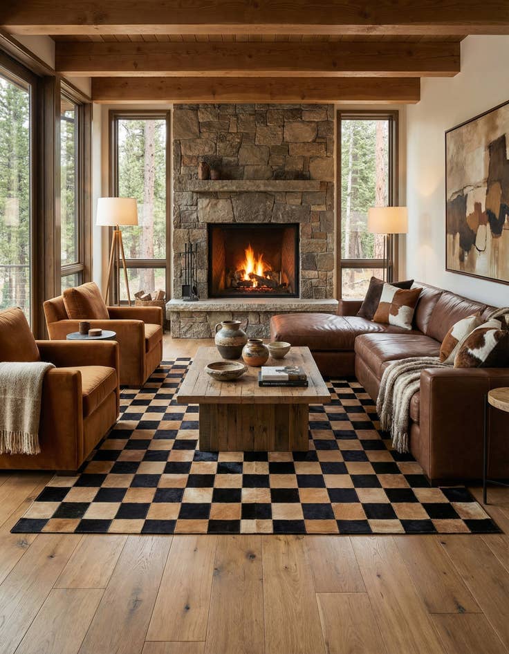 Detail image of  5' 2 x 8' 1 Cowhide - Patchwork Rug