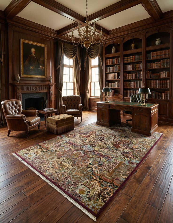 Detail image of 9' 8 x 12' 10  Hand Knotted Kashmar Persian Wool Rug