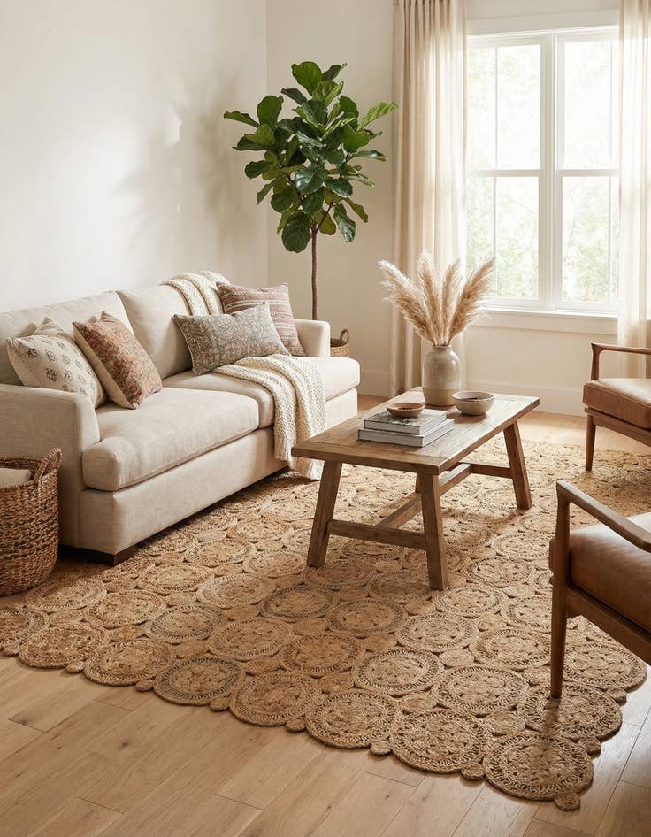 Detail image of 9' x 12'  Hand Braided Jute Rug