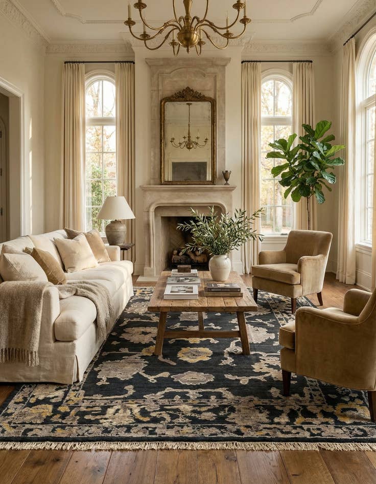 Detail image of  8' x 10' 4  Hand Knotted Oushak Wool Rug