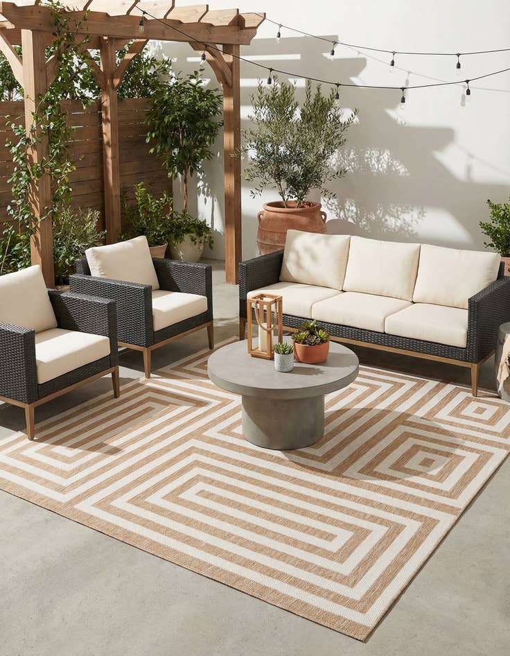 Detail image of 10' x 10'  Washable Modern Indoor / Outdoor Square Rug