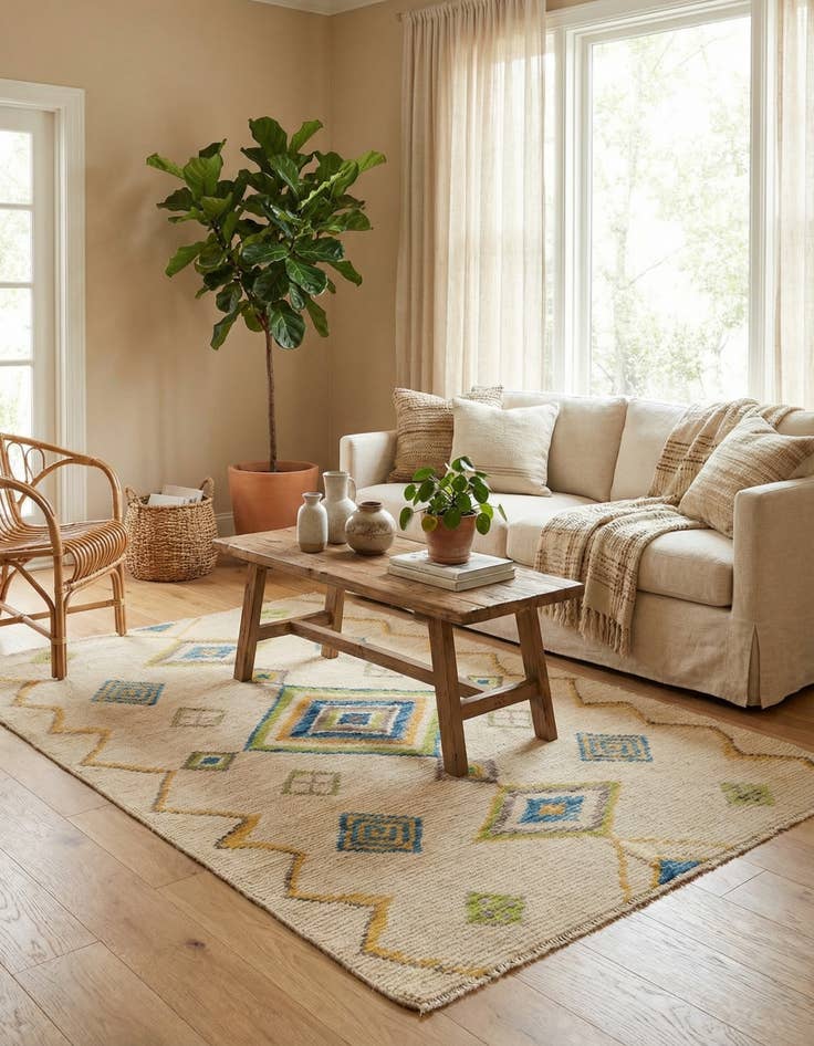 Detail image of 5' 9 x 8' 3  Hand Knotted Moroccan Wool Rug