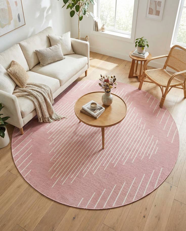 Detail image of 7' 10 x 7' 10 Easy-Clean Modern Indoor / Outdoor Round Rug