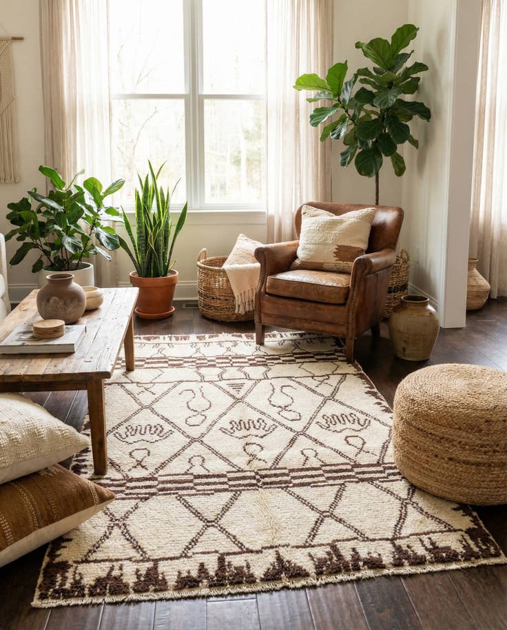 Detail image of 4' 1 x 6' 4 Hand Knotted Moroccan Wool Rug