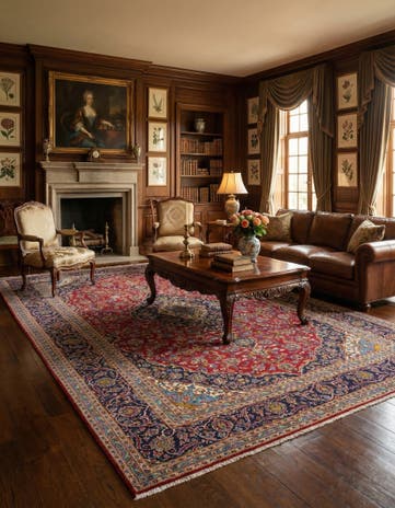 9' 9 x 13' 6 Hand Knotted Kashan Persian Wool Rug