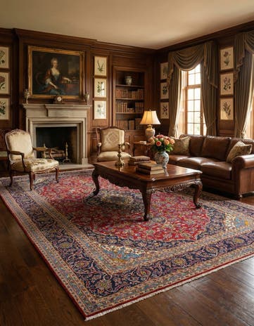 9' 9 x 13' 6 Hand Knotted Kashan Persian Wool Rug