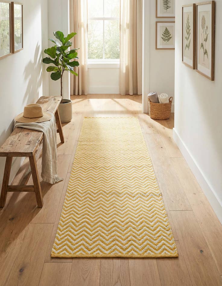 Detail image of  2' 7 x 10'  Hand Woven Chindi Chevron Runner Rug