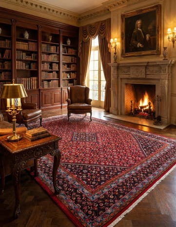 9' 8 x 12' 10 Hand Knotted Mahal Persian Wool Rug