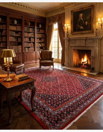 9' 8 x 12' 10 Hand Knotted Mahal Persian Wool Rug