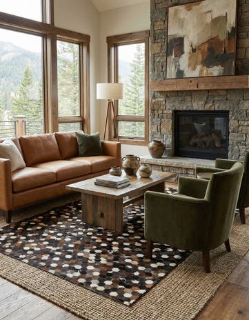 5' 1 x 8' Cowhide Leather Rug