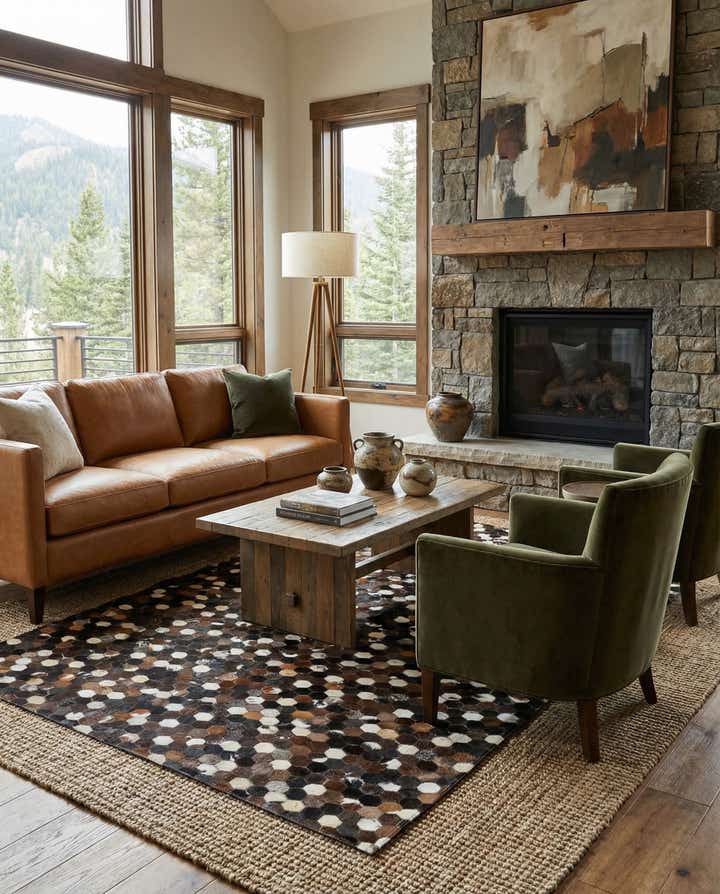 5' 1 x 8' Cowhide Leather Rug