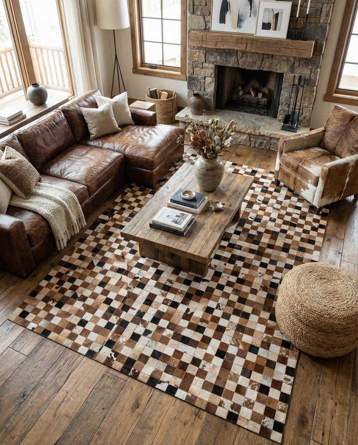 8' x 10' Cowhide Leather Rug