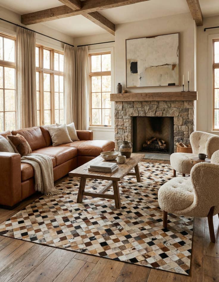 Detail image of 5' 1 x 7' 10 Cowhide Stocks Rug