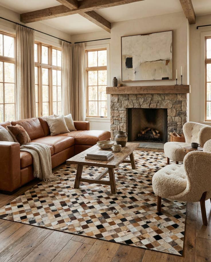 Detail image of 5' 1 x 7' 10 Cowhide Stocks Rug