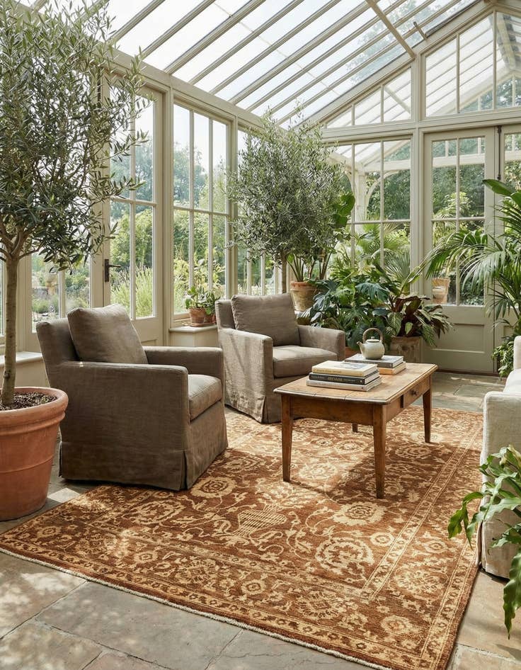 Detail image of 6' 5 x 10'  Hand Knotted Peshawar Ziegler Rug