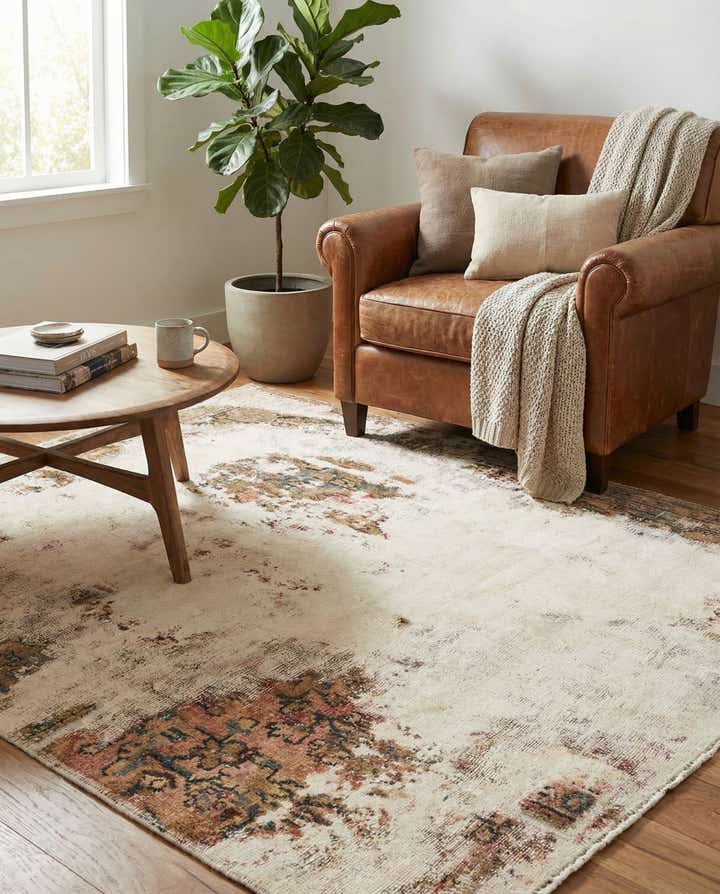 4' 9 x 6' 5 Hand Knotted Ultra Vintage Persian Wool Rug