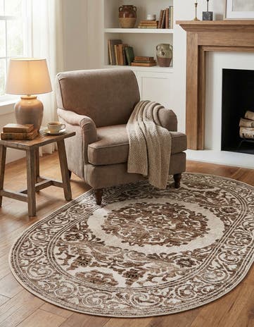Chocolate Brown Hermitage Oval Rug