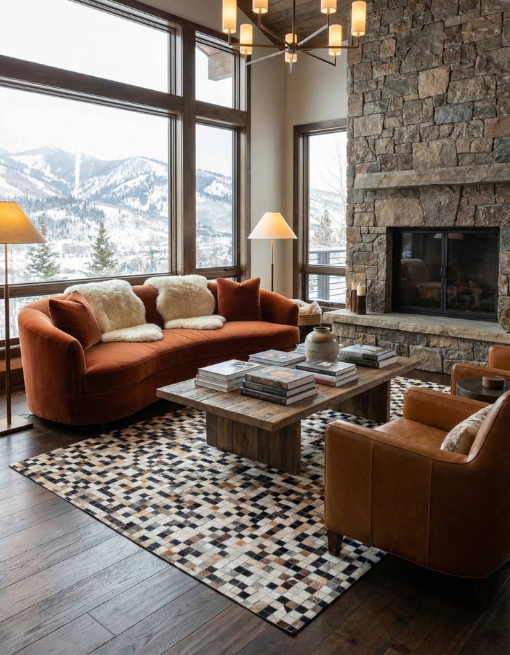 Detail image of  5' 1 x 8' Cowhide Leather Rug