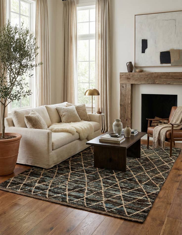 Detail image of 5' 9 x 8' Hand Knotted Moroccan Wool Rug