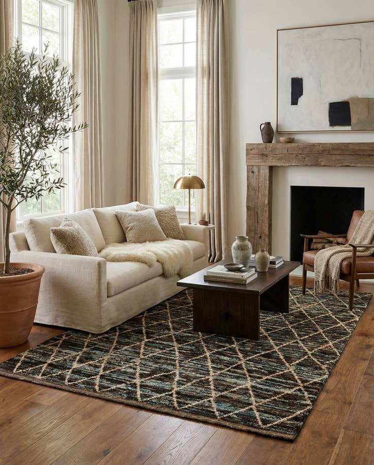 Detail image of 5' 9 x 8' Hand Knotted Moroccan Wool Rug