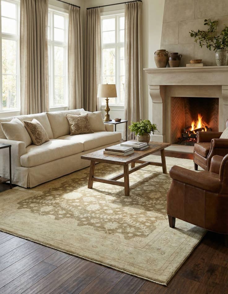 Detail image of 8' 10 x 11'  Hand Knotted Peshawar Ziegler Rug