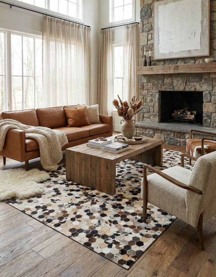 Detail image of  5' x 8' Cowhide Leather Rug