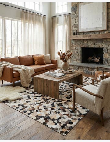 5' x 8' Cowhide Leather Rug