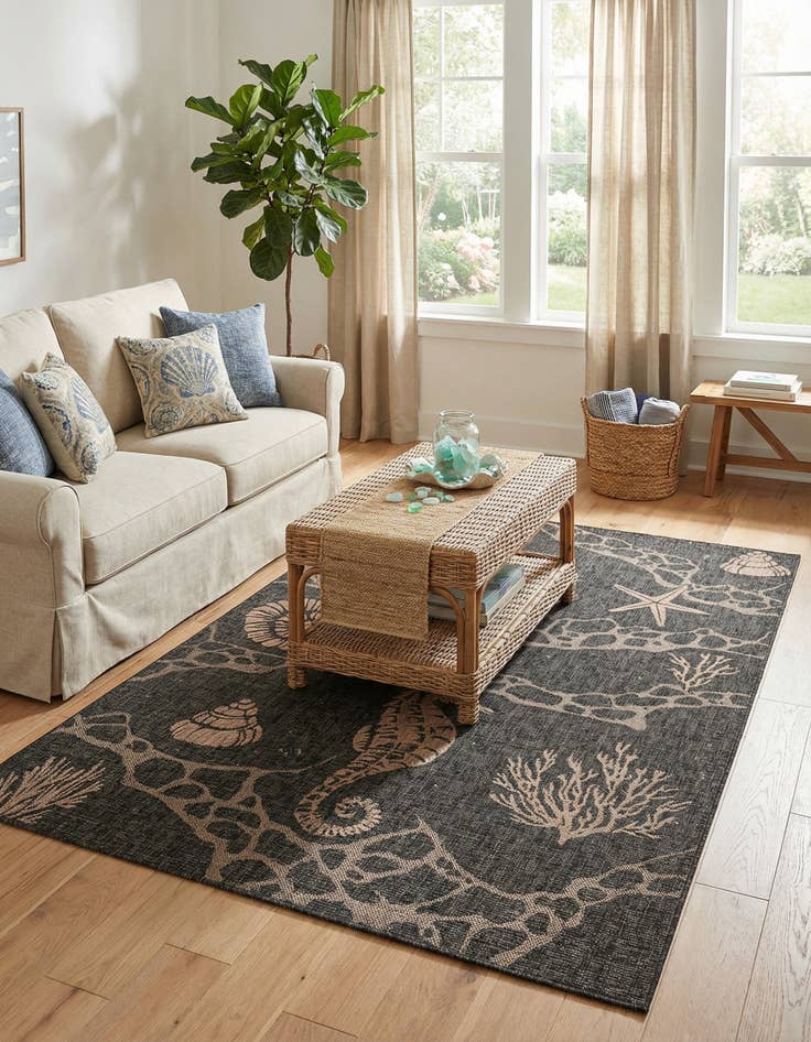 Detail image of 6' x 9'  Washable Coastal Indoor / Outdoor Rug