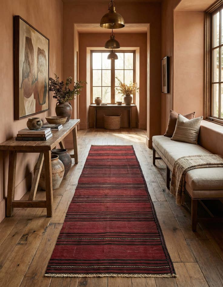 Detail image of 3' x 11' 9 Hand Woven Kilim Afghan Wool Runner Rug