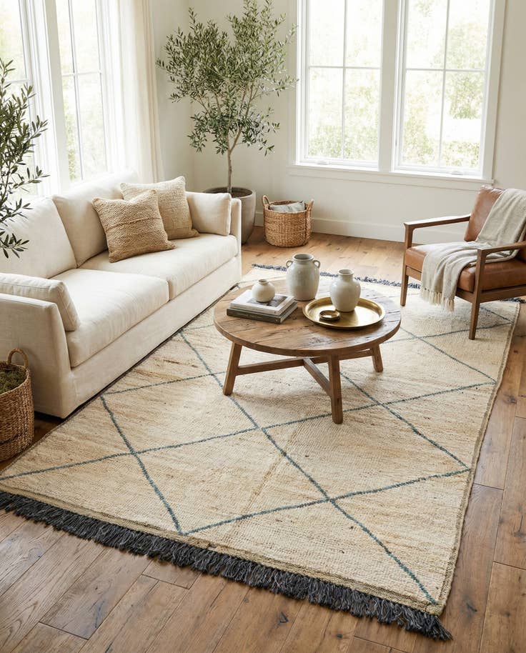 Detail image of 6' 3 x 9' 3 Hand Knotted Moroccan Wool Rug