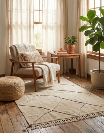 3' 5 x 5' Hand Knotted Moroccan Wool Rug
