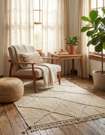 3' 5 x 5' Hand Knotted Moroccan Wool Rug