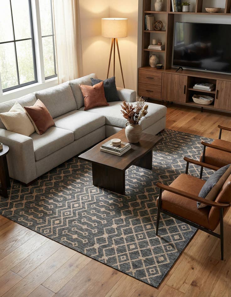 Detail image of 9' x 12'  Washable Trellis Indoor / Outdoor Rug