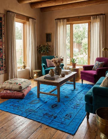4' 10 x 6' 6 Hand Woven Kilim Suzani Wool Rug