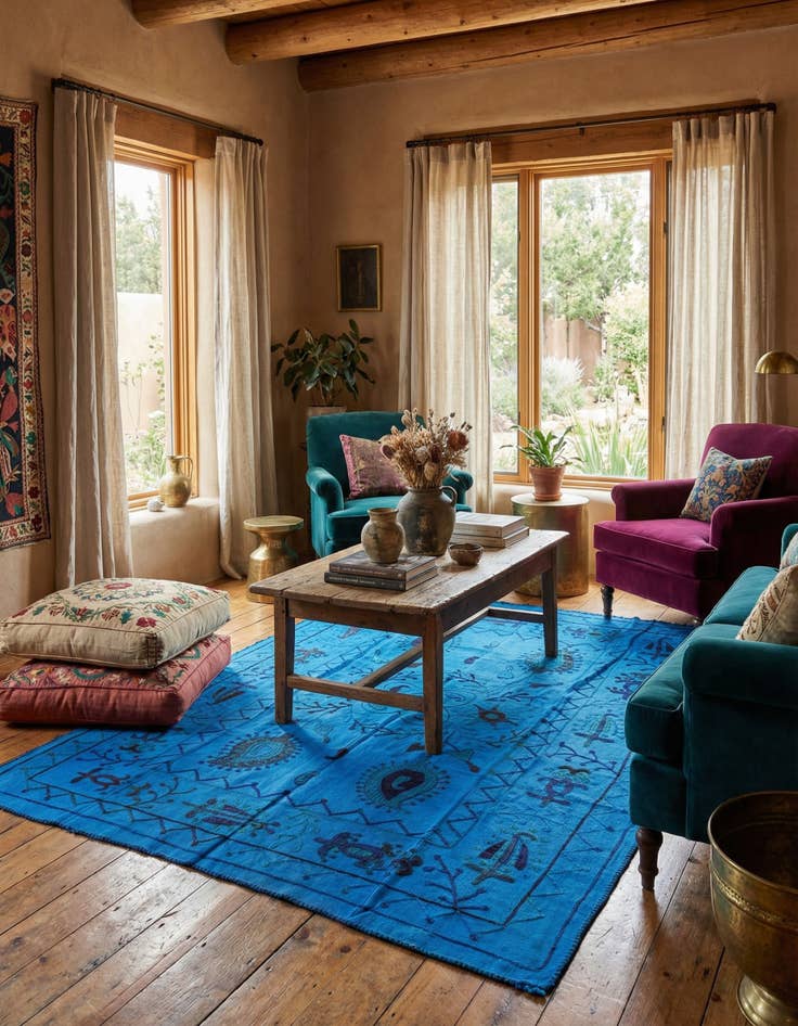 Detail image of  4' 10 x 6' 6  Hand Woven Kilim Suzani Wool Rug